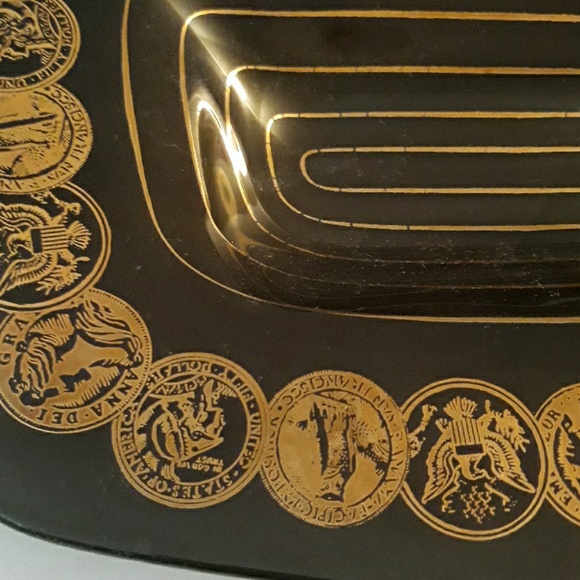 Mid century modern black glass tray - Picture 3 of 4